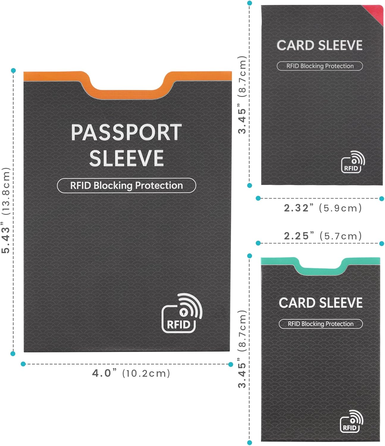 RFID Blocking Sleeves And Passport Sleeves Family-Sized (14 Card Sleeves + 4 Passport Holder + 3 Folding Card Sleeves)