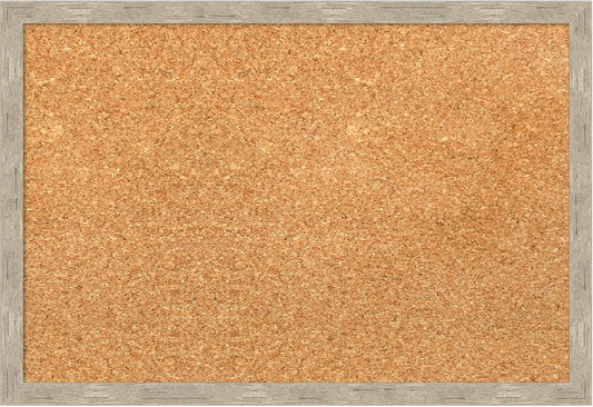 Amanti Art Natural Cork Board for Wall, 13x19 Vision Board with Silver Wood Frame, Small Corkboard Office Decor for Home Organization, Modern Corkboard Pinboard to Display Items for Home Organization
