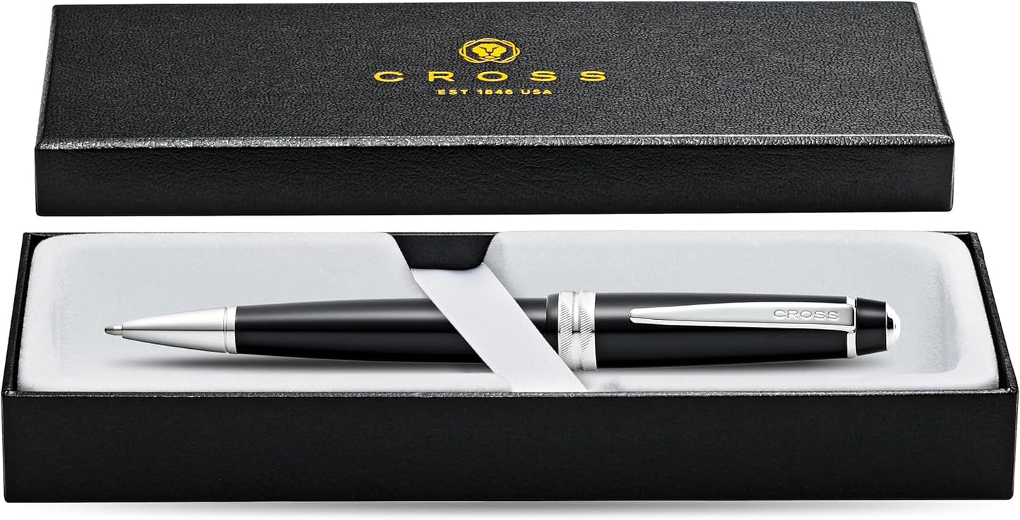 Cross Bailey Light Refillable Ballpoint Pen Presented in a Everyday Gift Box - Medium Point, Black Ink, Glossy Black