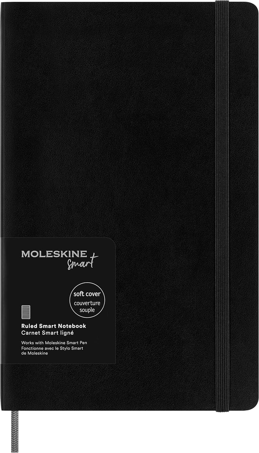 Moleskine Smart Notebook, Large, Ruled, Black, Soft Cover (5 x 8.25)
