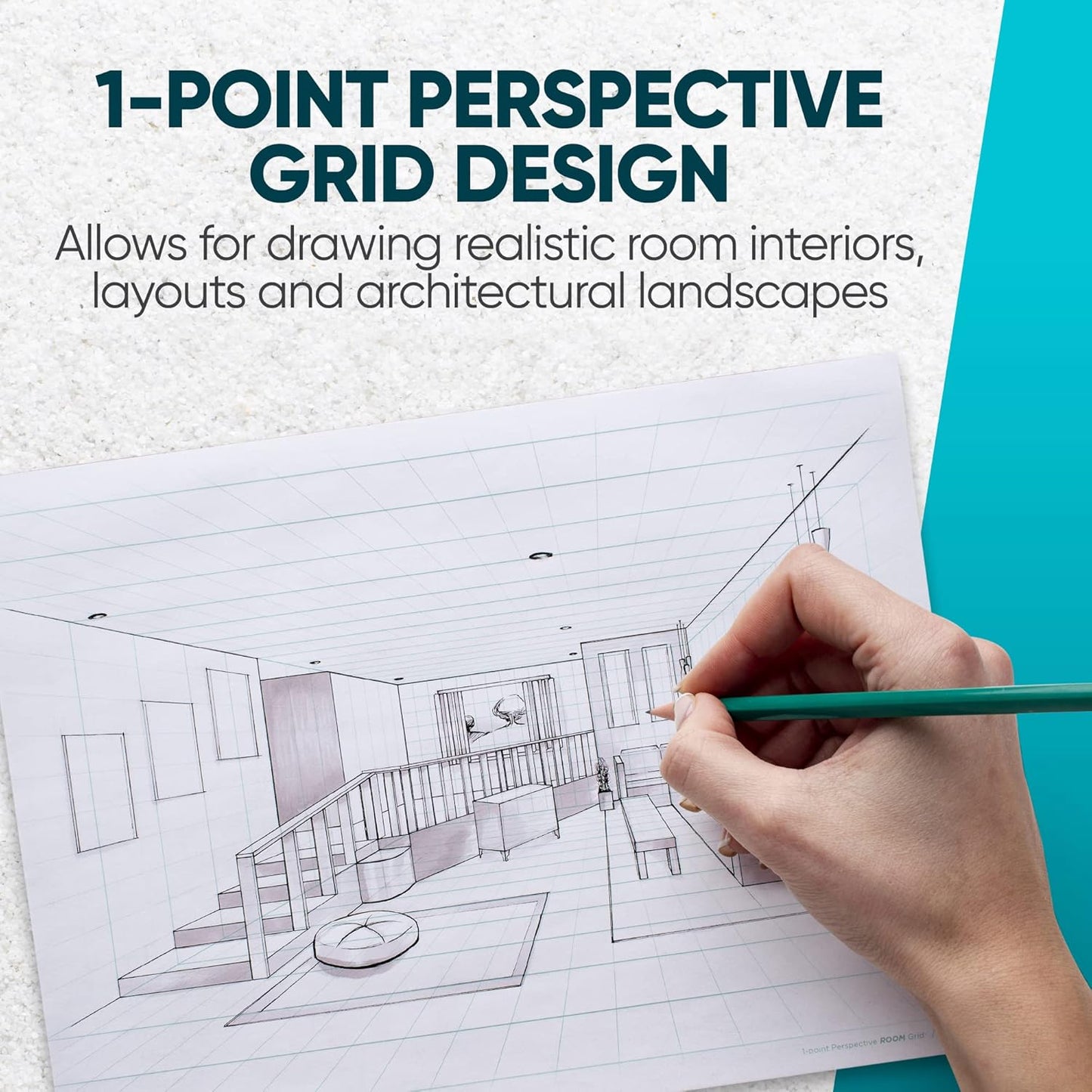 Koala Tools | Drawing Perspective (1 and 2-Point) Large Sketch Pad (1 Point - 9 x 12)