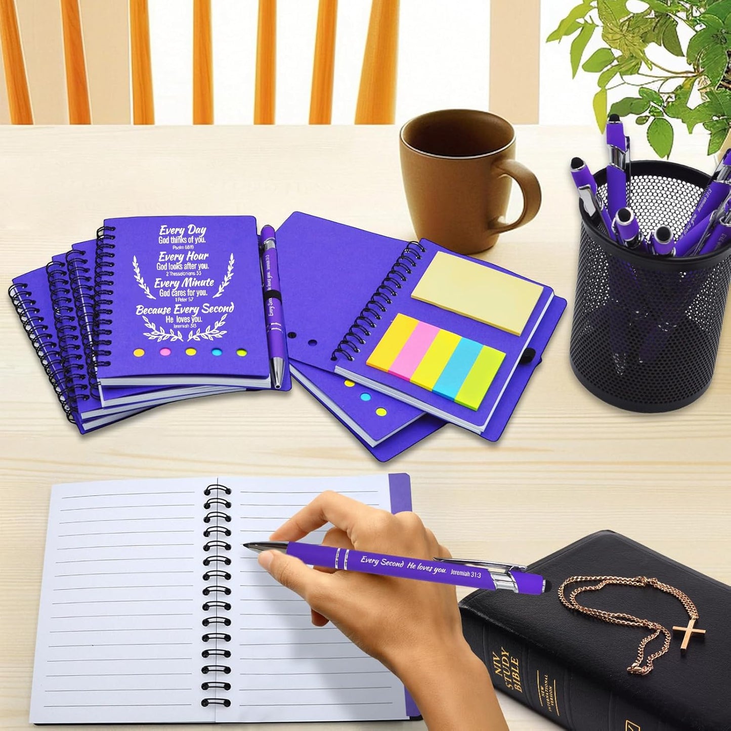 200 Pcs Bulk Fathers Day Christian Gifts Prayer Journal for Woman - 100 Set Religious Notepad with Christian Pen - Bible Notebook - Church Gifts for Inspirational, Bible Study, Devotions ( Elegant )