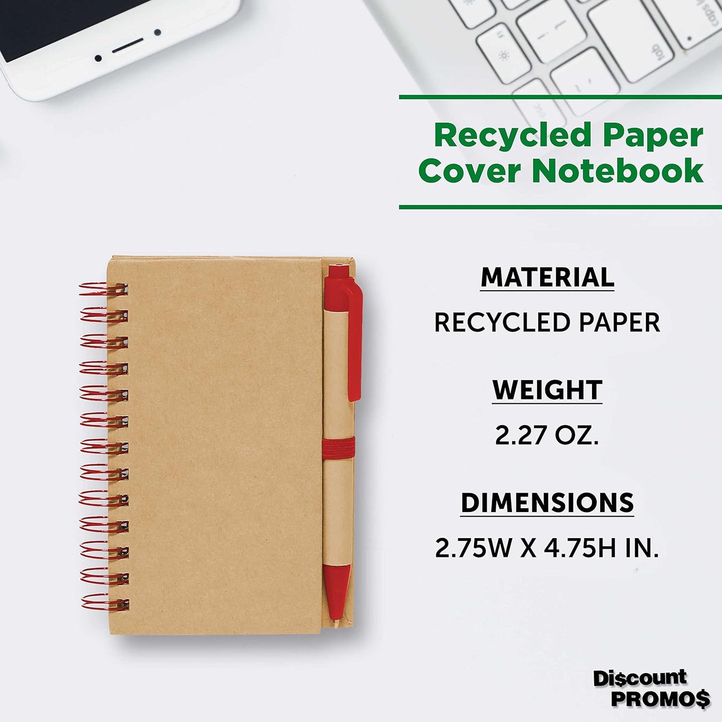 Mini Spiral Notebooks with Black Ink Pens Set of 10, Bulk Pack - Perfect for School, Office, Business, Home - Red