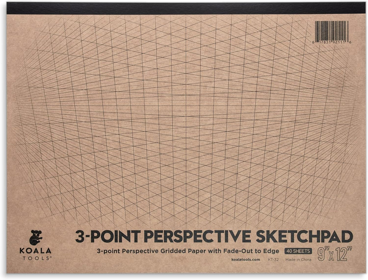 Koala Tools | Drawing Perspective (1 and 2-Point) Large Sketch Pad (3 Point - 9 x 12)