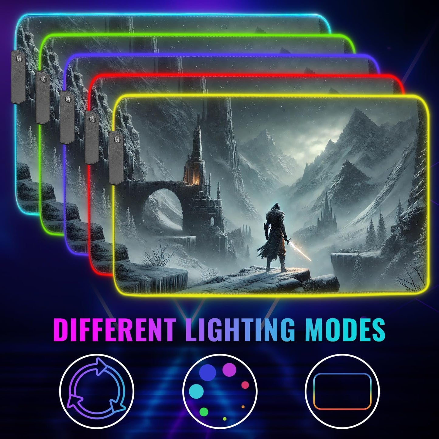 Gaming Mouse Pad - Desk Mat Gaming Mouse Pad , Medium Extra Large Extended Big Long Huge XL XXL and XXXL RGB LED Light Mousepad For a Computer , PC Mats Mousepads Frostblade Warrior