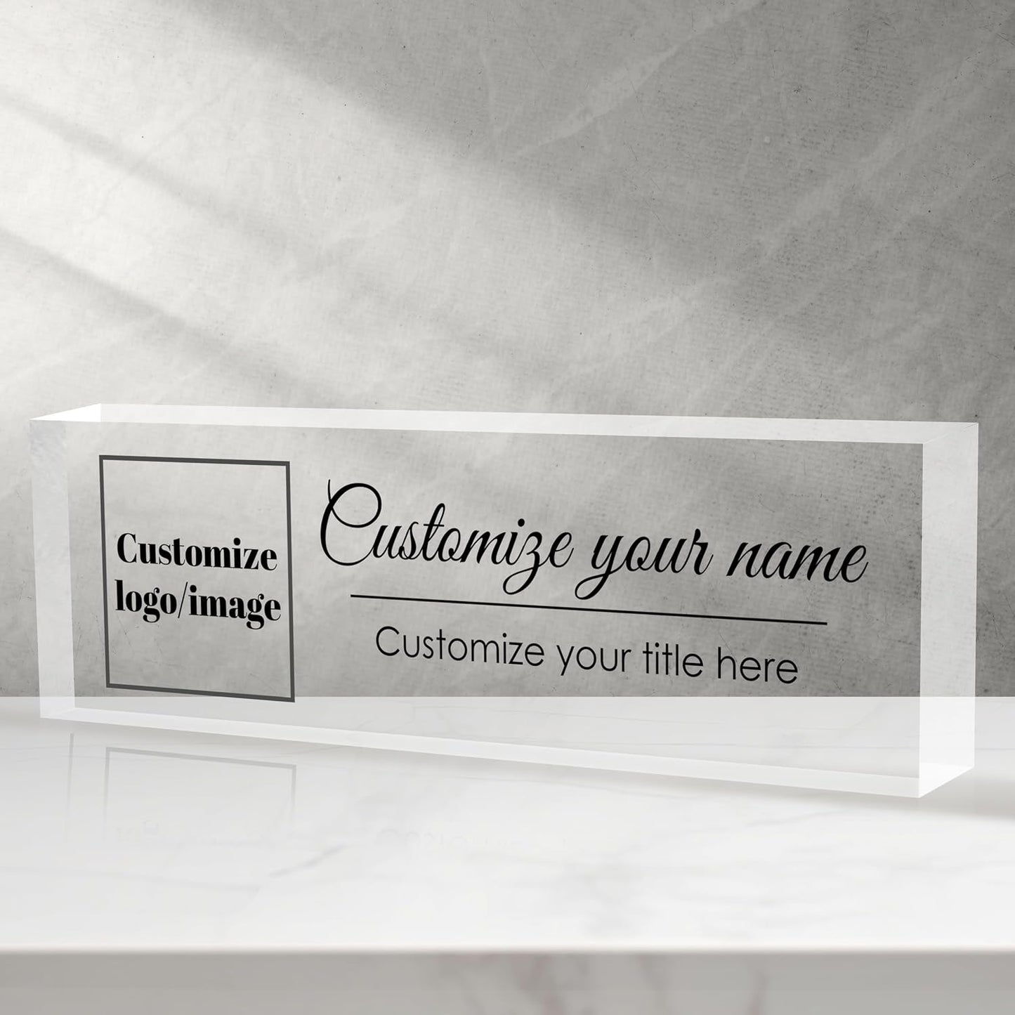 Custom Office Name Plate for Desk, Desk Name Plate Personalized, Personalized Gifts for Women, Appreciation Gifts for Employee Coworkers Boss Teacher, Office Accessories (Logo/Image)
