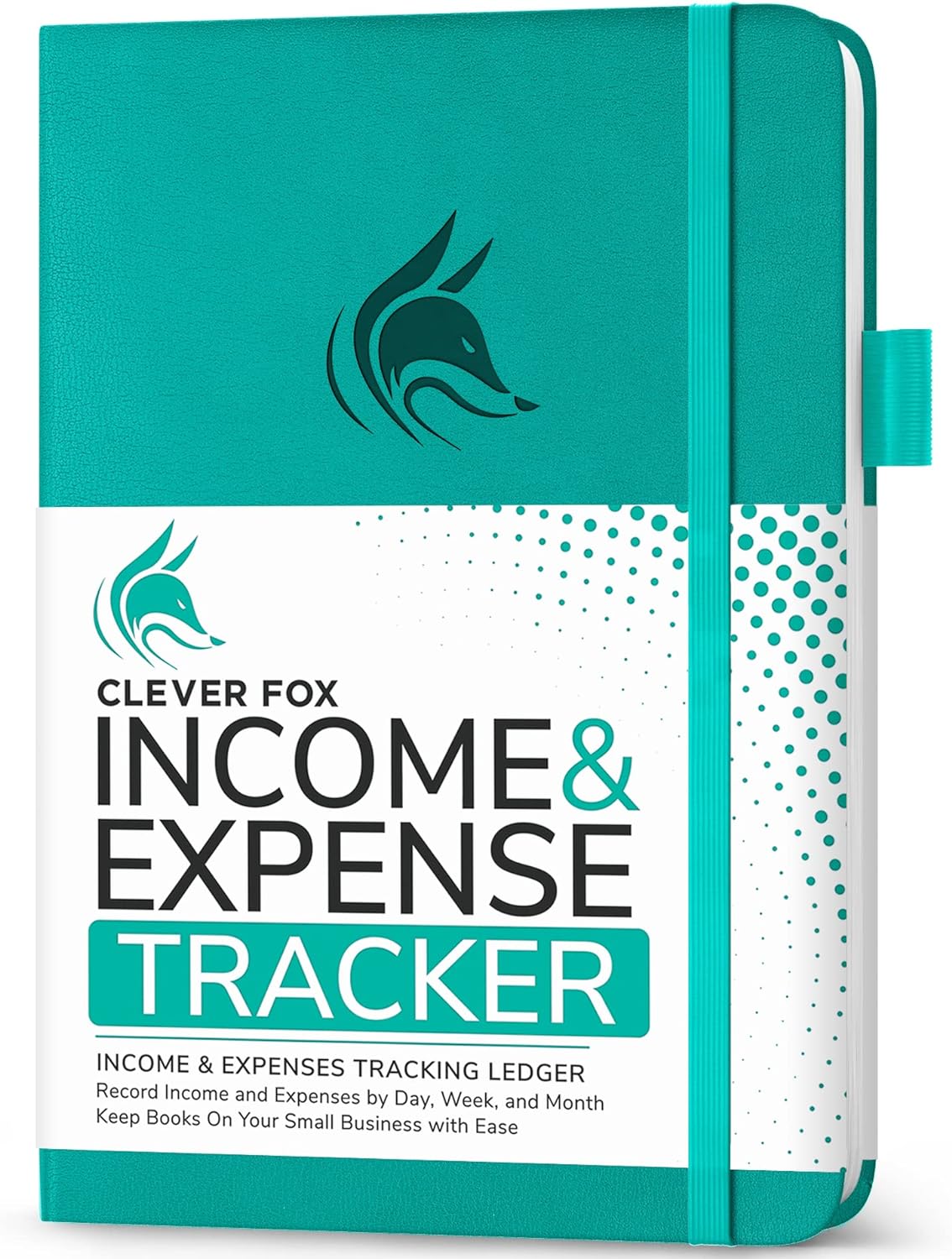 Clever Fox Income & Expense Tracker – Accounting & Bookkeeping Ledger Book for Small Business – 1-Year Record Notebook, A5 (Turquoise)