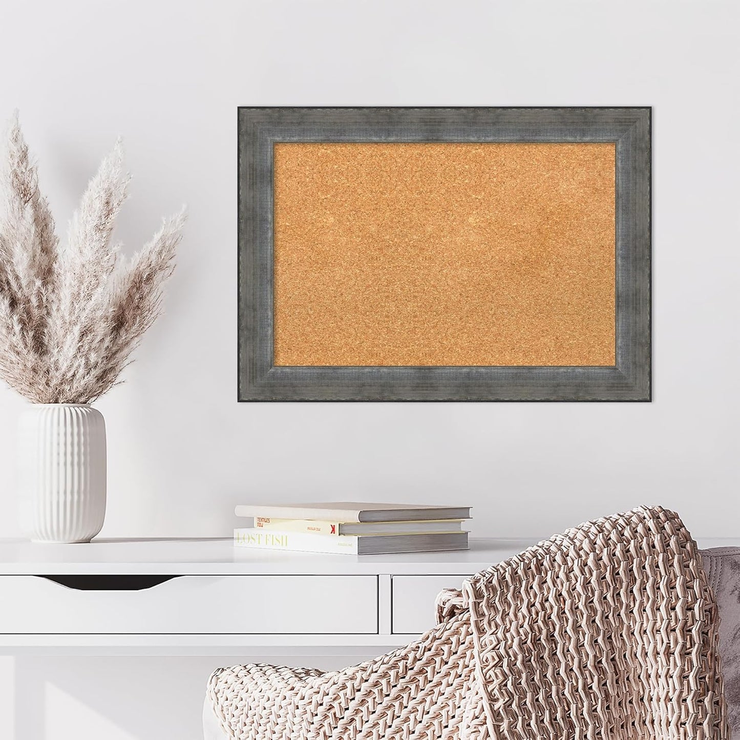 Amanti Art Natural Cork Board for Wall, 20x28 Vision Board with Silver Wood Frame, Medium Corkboard Office Decor for Home Organization, Casual Corkboard Pinboard to Display Items for Home