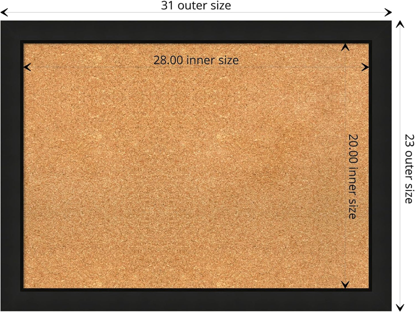 Amanti Art Natural Cork Board for Wall, 23x31 Vision Board with Black Wood Frame, Medium Corkboard Office Decor for Home Organization, Casual Corkboard Pinboard to display items for home organization