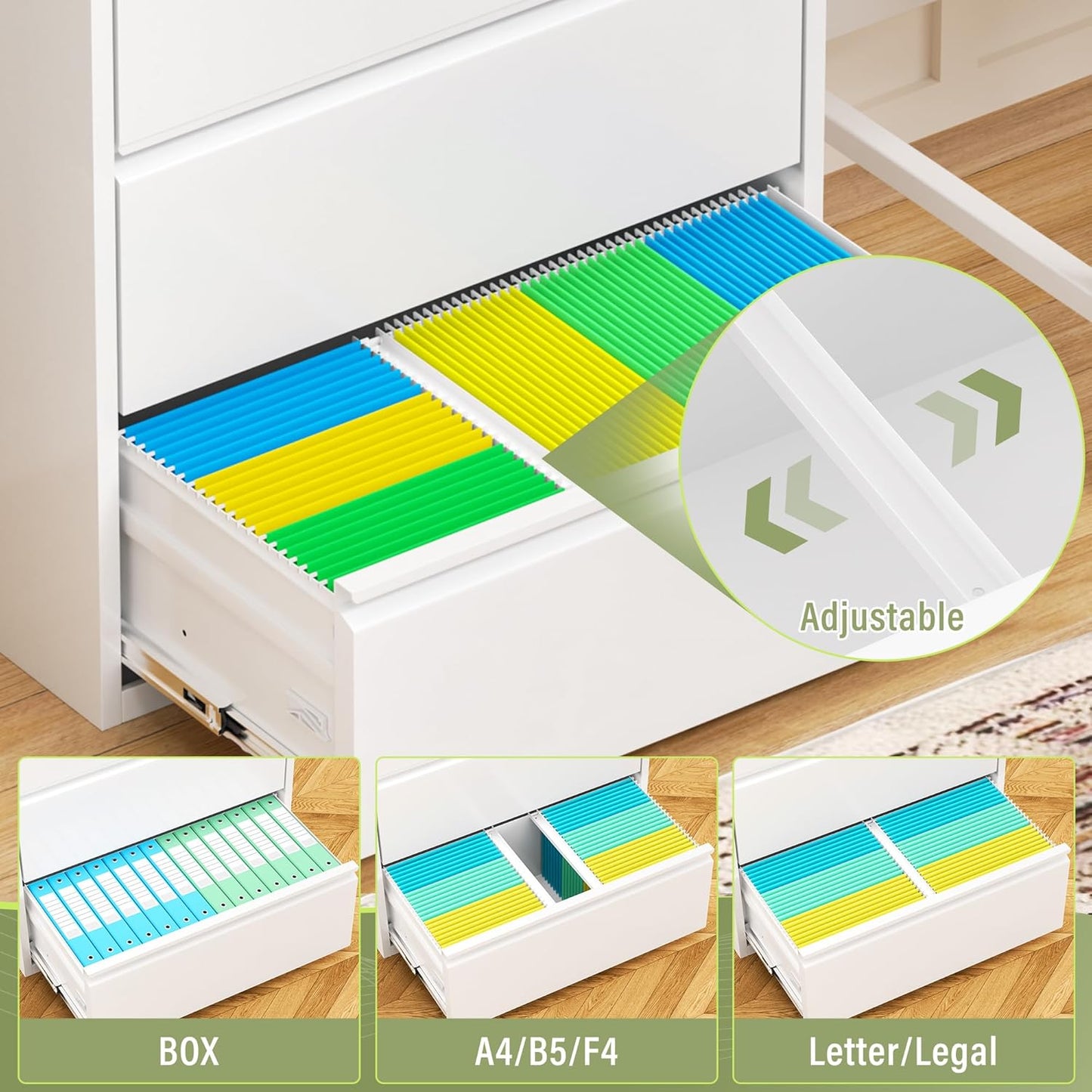 Crownland Lateral File Cabinet with 4 Drawers, 28" W Metal Lockable Office File Cabinets for Home Office- Stores Letter/Legal/A4/F4 Files(White)