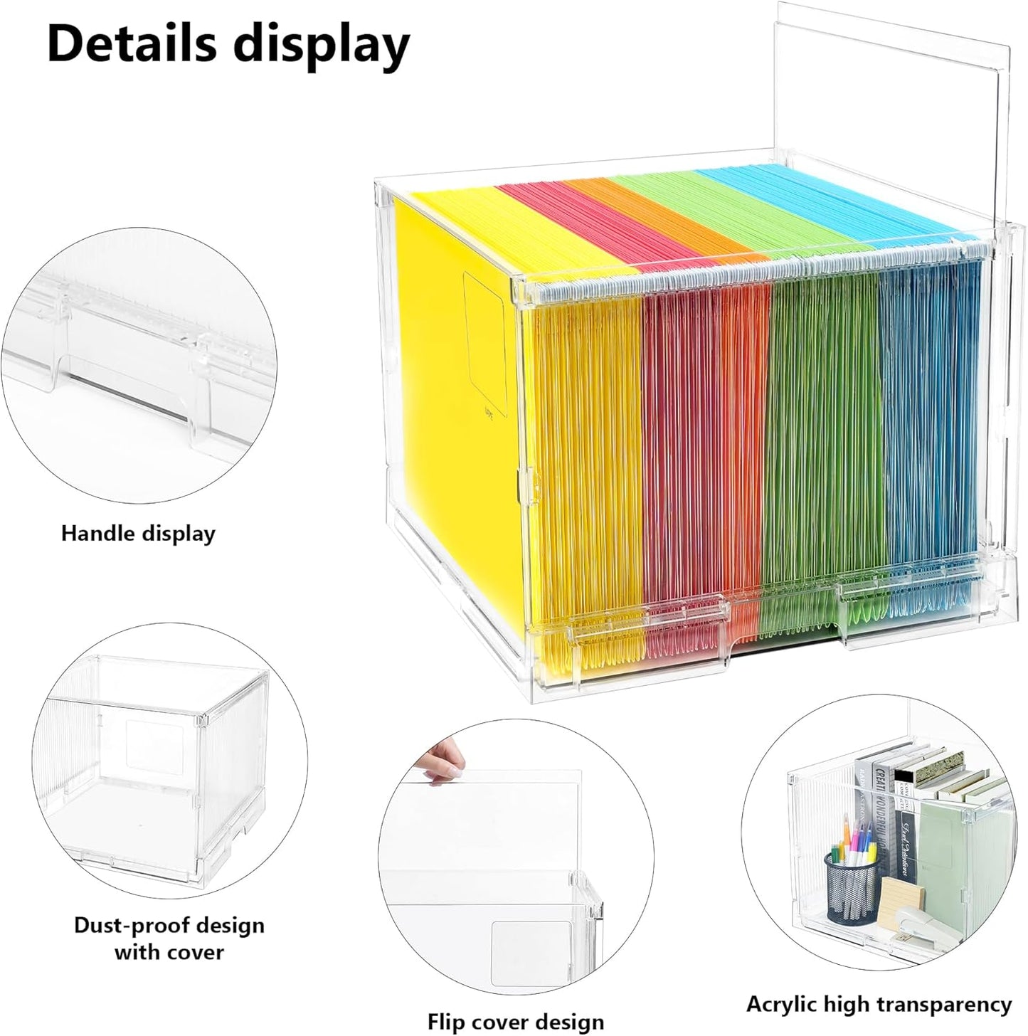 MUKAI File Organizer Box with Lid, Collapsible File Folder Organizer with Slide, Hanging File Folder Box, for Office Document Storage with Desktop organizer (2)
