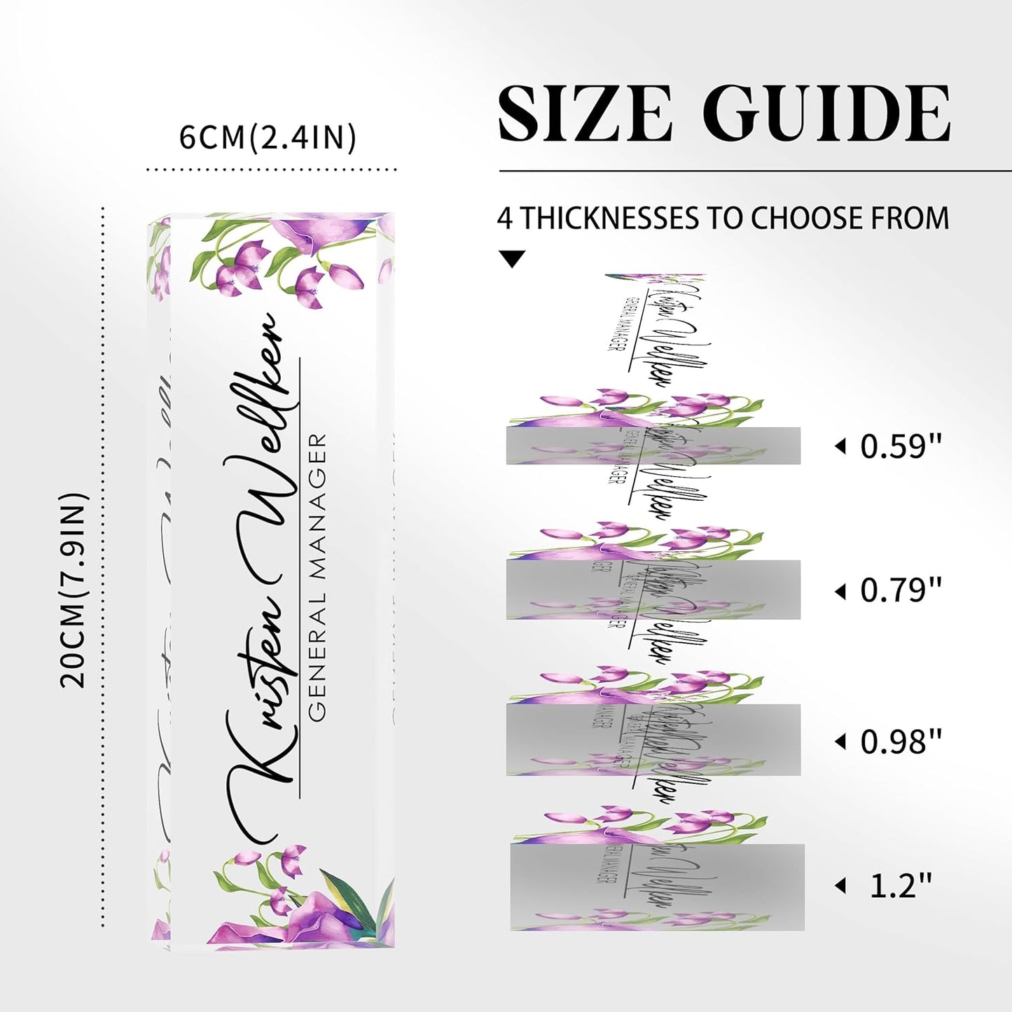 Custom Office Name Plate for Desk, Desk Name Plate Personalized, Personalized Gifts for Women, Appreciation Gifts for Employee Coworkers Boss Teacher, Office Accessories (Purple flower)