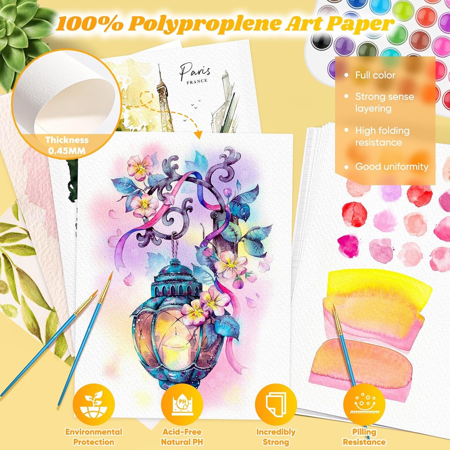 Watercolor Paper Pad, 9"x12" Water Color Paper, 140lb/300gsm Artist Painting Drawing Paper Book, Art Supplies for Adults, Watercolors, Watercolor Paint Set, Sketchbook, Journal, Green