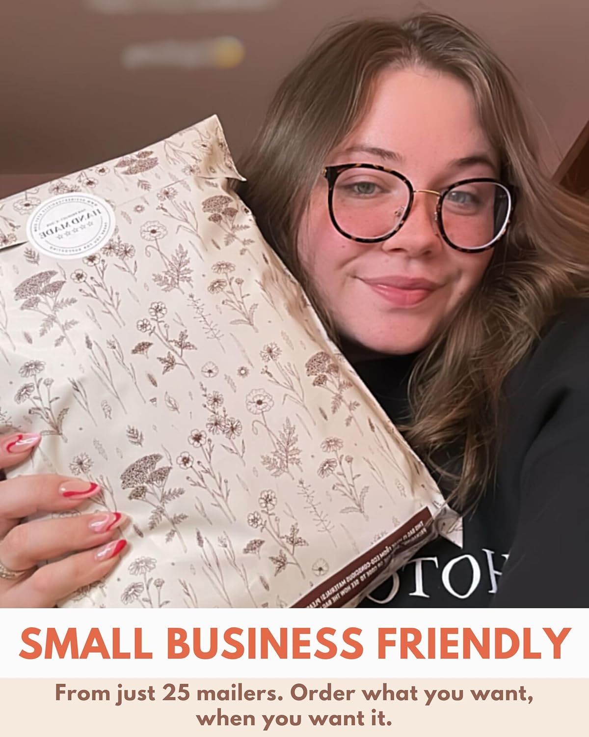 Poly Mailers 10x13-25 Pack Biodegradable Shipping Bags for Clothes - Impack Self-Seal Waterproof Thick Mailing Envelope for Accessories & Clothing - Wildflower