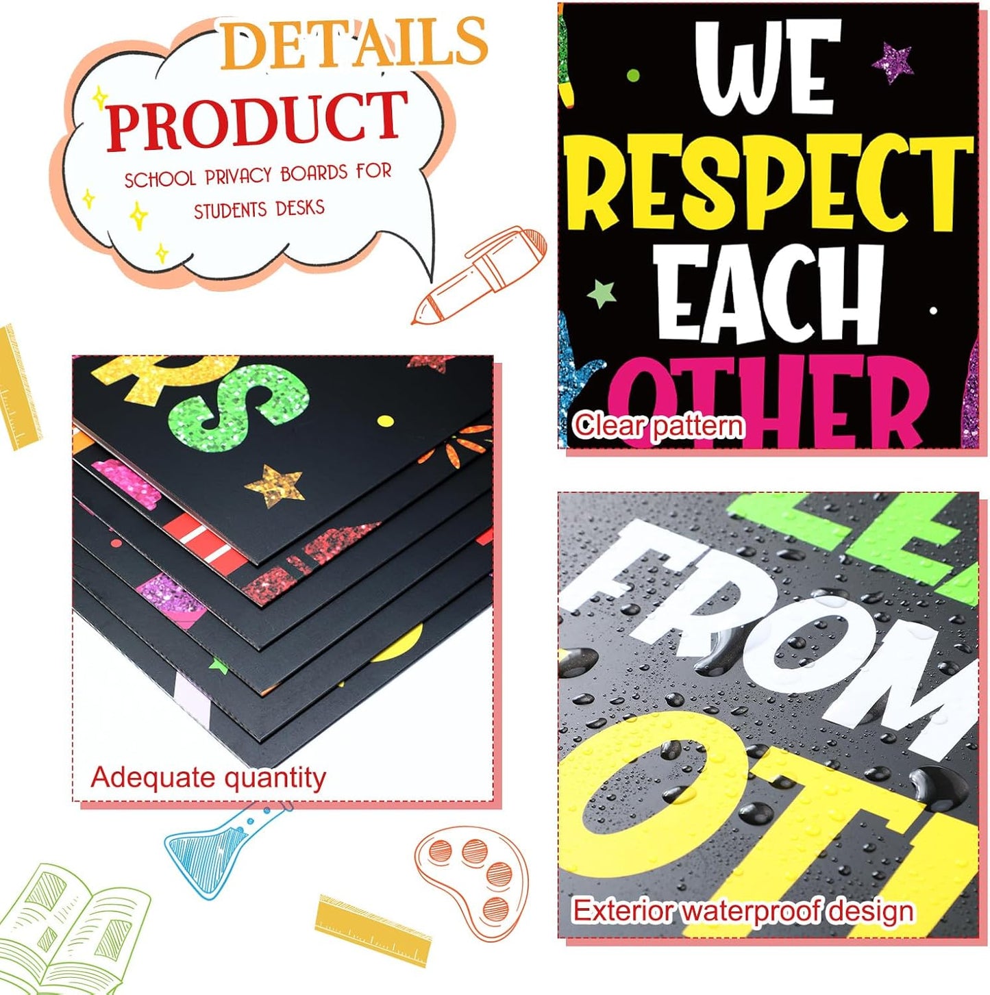 Honoson 24 Pcs Bulk Inspirational Privacy Folders for Students Cardboard Test Privacy Boards Motivational Words Desk Dividers Shield for Classroom School Study Supplies, 6 Styles (Passion)