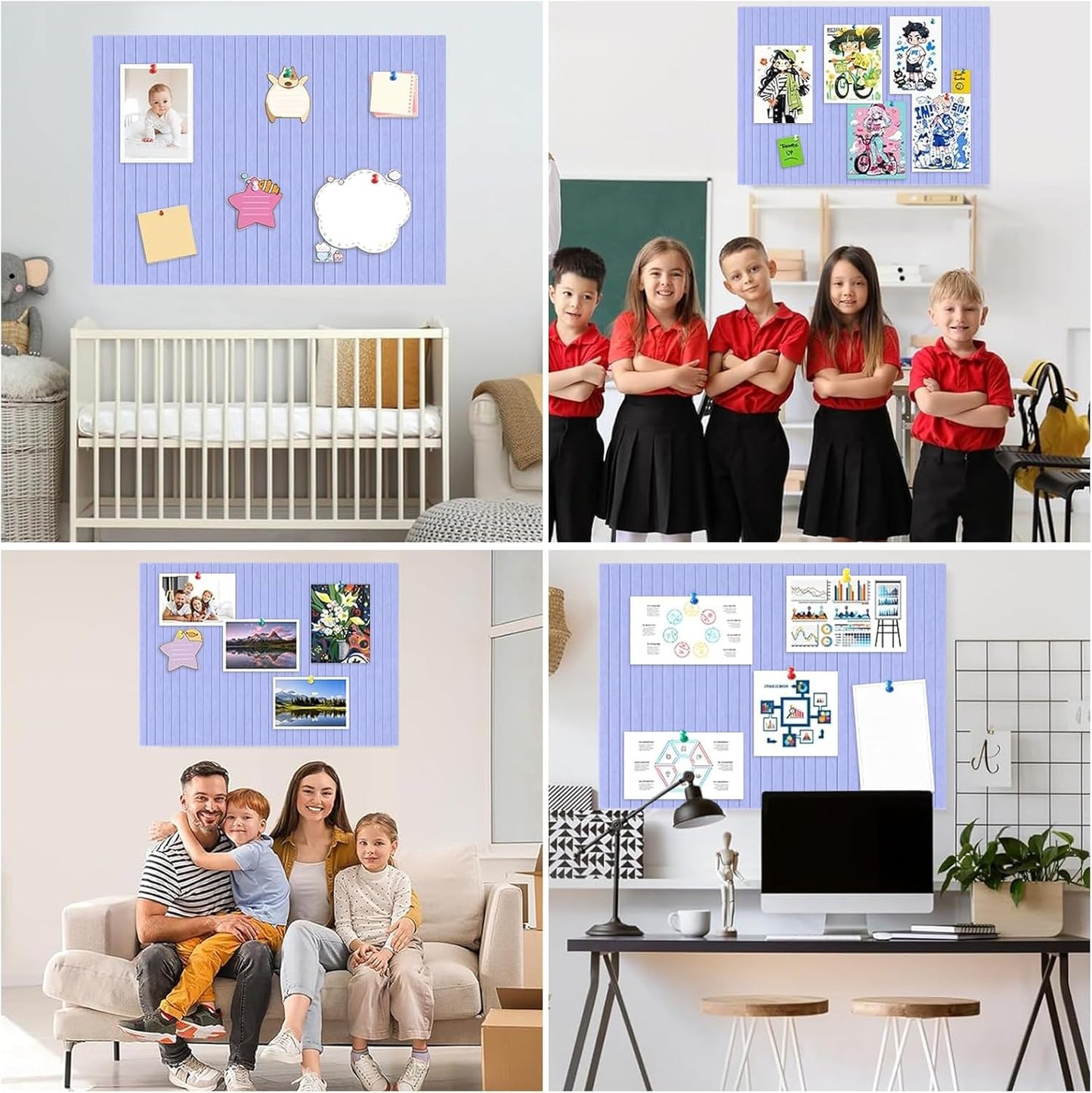 Cork Boards for Walls 48" x 36" Felt Board Alternative, 12 Pack Felt Wall Tiles Bulletin Board, Large Cork Board for Office Pin Board Tack Board Cork Boards