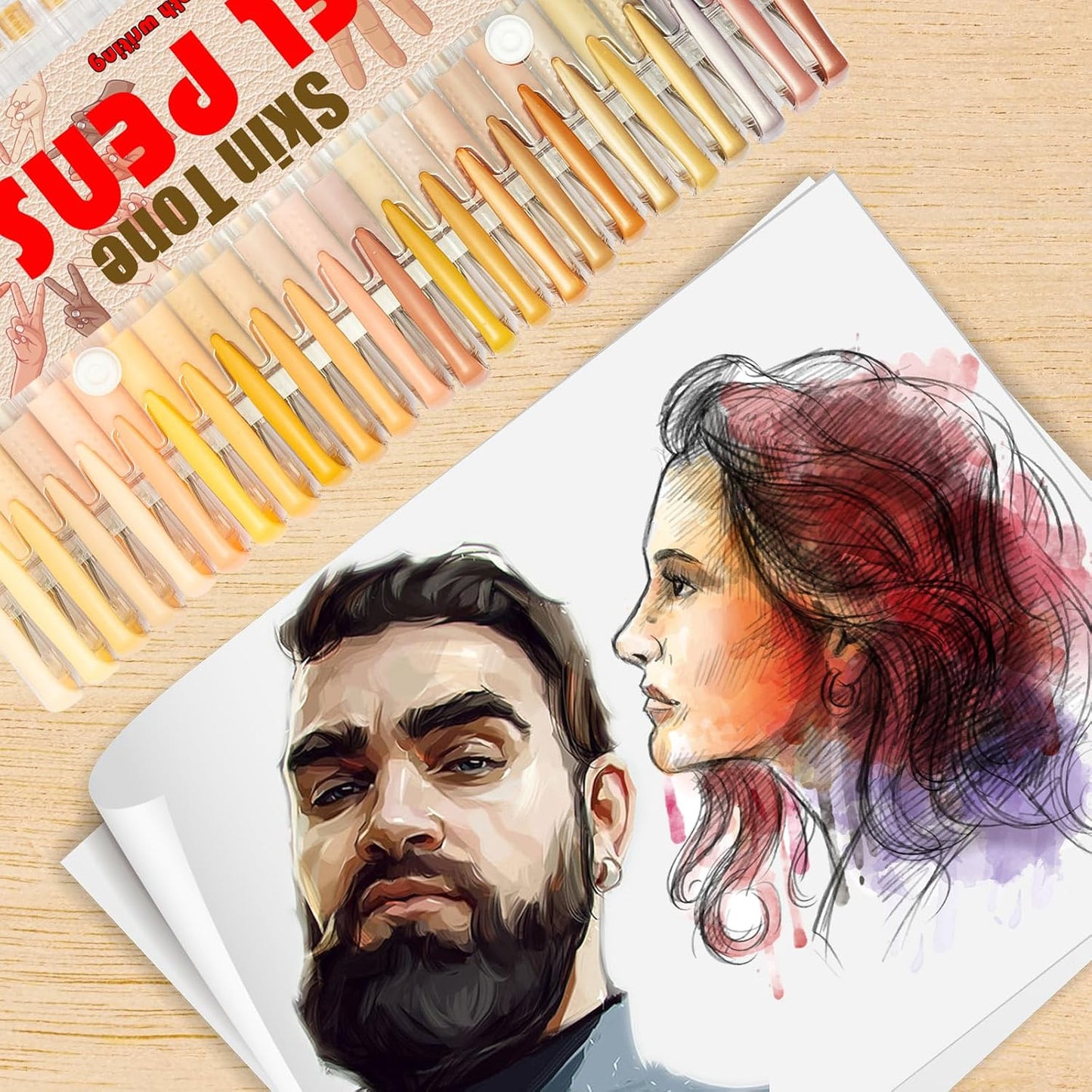 90 Pack Skin Tone Gel Pens, 30 Skin Tone Gel Pens with 60 Refills,40% More Ink Colored Gel Pens for Adults Coloring Books Drawing Doodling Scrapbook Journaling