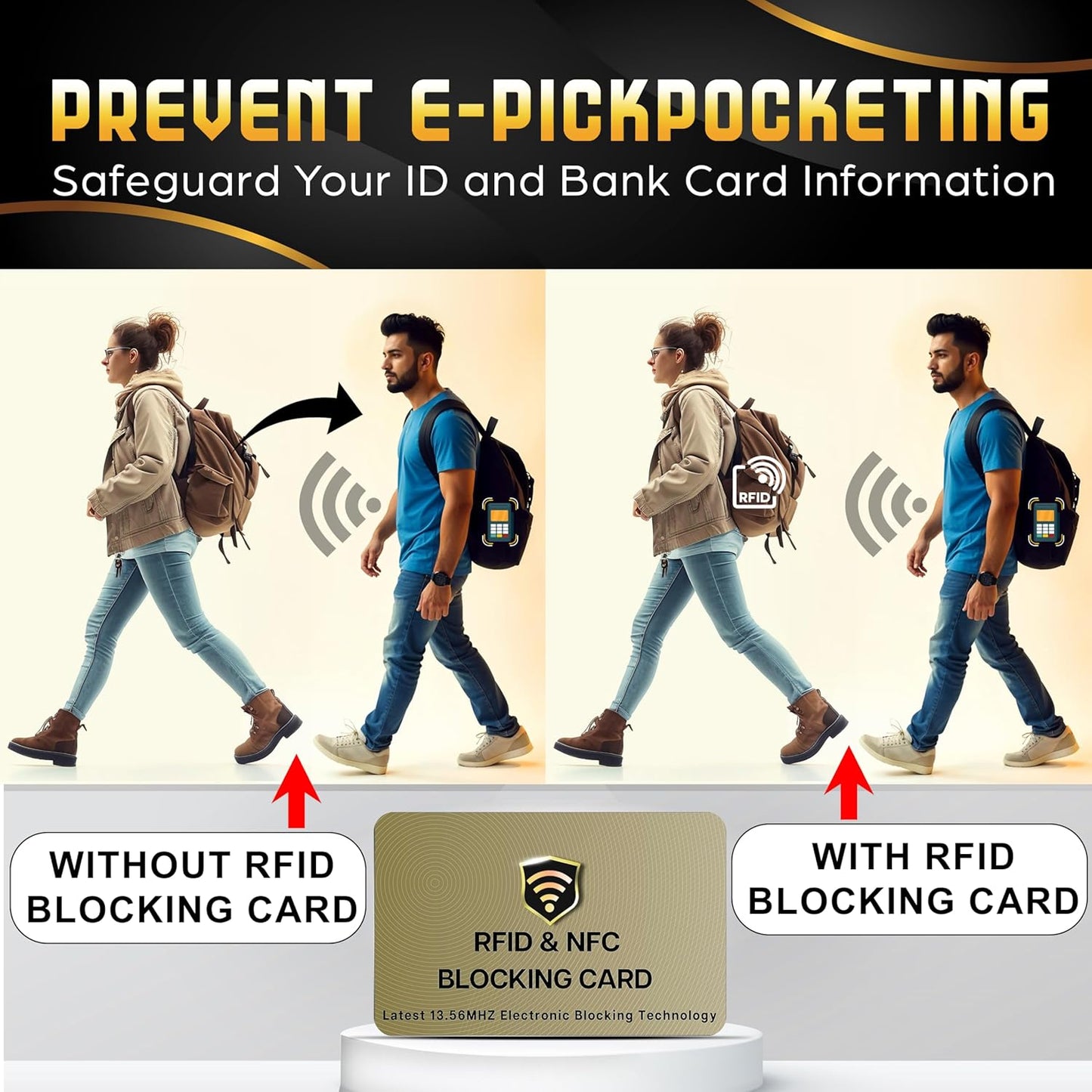 SaiTech IT 20 Pack RFID Cards One Card Protects Entire Wallet Purse For Men & Women, Contactless Bank Debit Credit Card Protector ID ATM Guard Card – Golden