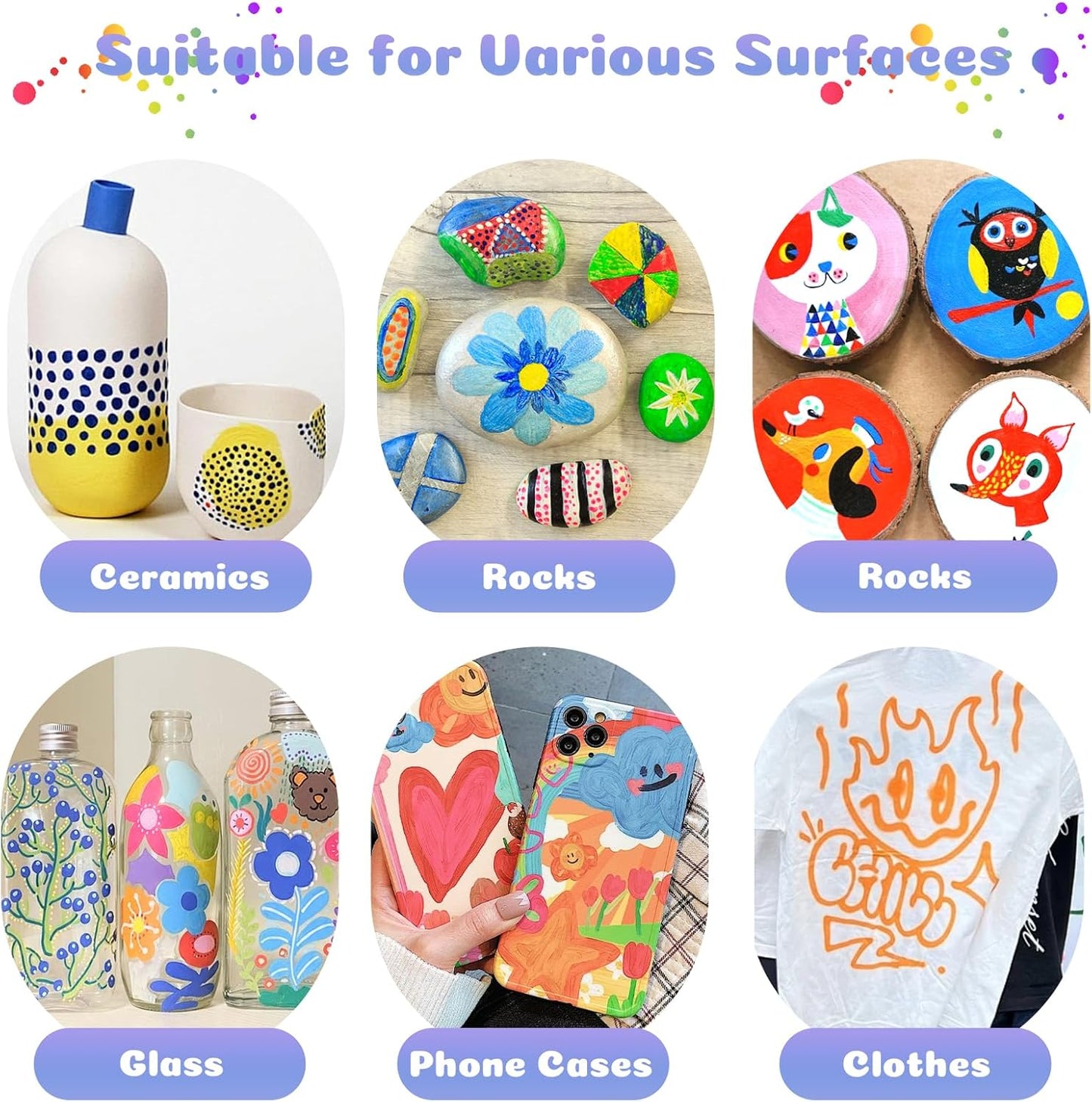 24 Colors Dual Tip Acrylic Paint Markers Pen, Double Tip Premium Markers for Wood, Rock Painting, Glass, Canvas, Stone, DIY Crafts Making Art Supplies