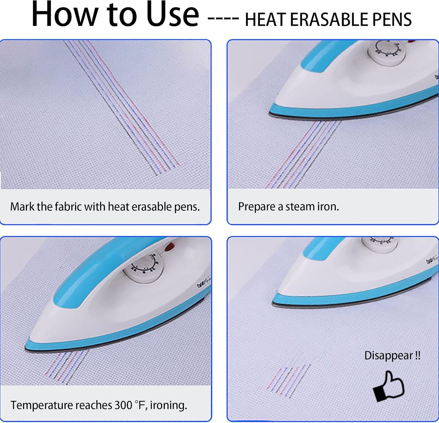 Sewing Fabric Markers Kit with Storage Box, 6Pcs Tailors Chalk Pencil / 2Pcs Heat Erasable Pen & 5 Refills / 2Pcs Water Soluble Pen & 5 Refills