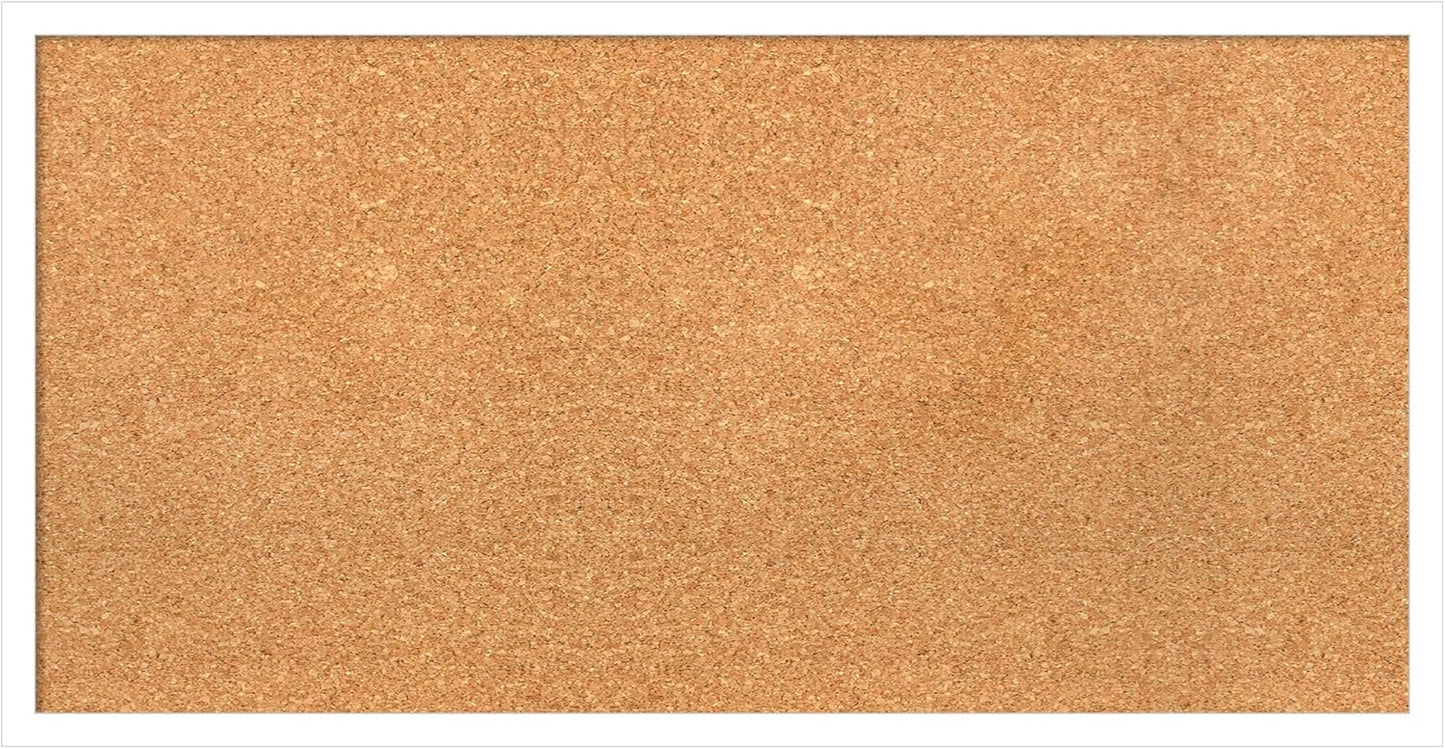 Amanti Art Natural Cork Board for Wall, 17x33 Vision Board with White Frame, Medium Corkboard Office Decor for Home Organization, Modern Corkboard Pinboard to Display Items for Home Organization in