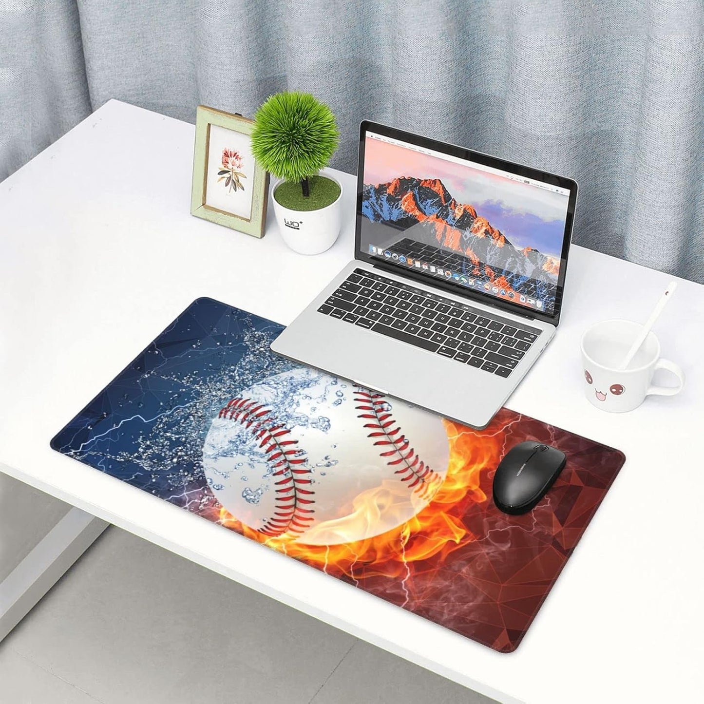 Sports-Themed Extended Large Gaming Mouse Pad with Baseball Pattern for Teens Boys Men, 29.5 x 15.8 inch Extra Large Mousepad Non-Slip Rubber Base Keyboard Desk Mat for Computer Laptop