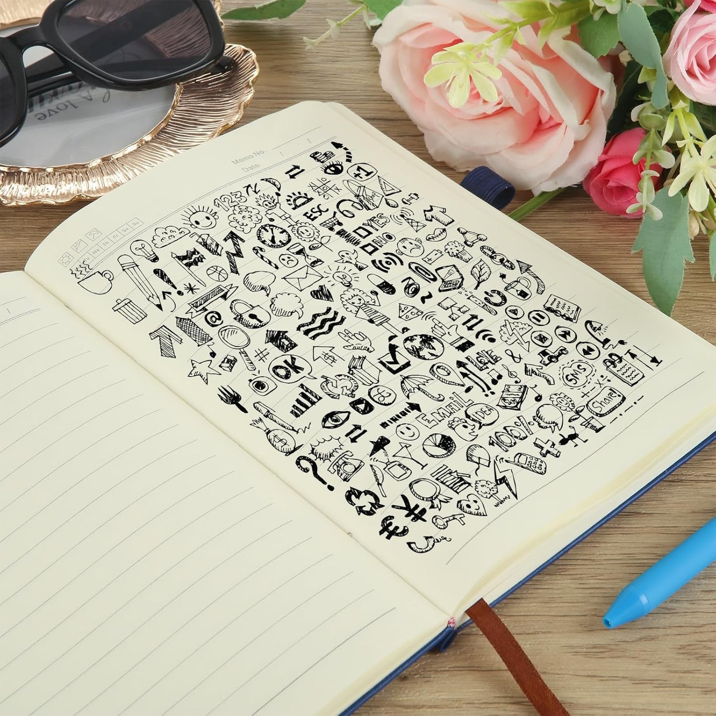 MIVIDE 10 Pack Journal Notebook Bulk with 10 Pens, A5 Lined Notebook Journals Bulk, Hardcover Notebook, College Ruled Notebook for Work Writing School Office, 5.7" x 8.3", Blue