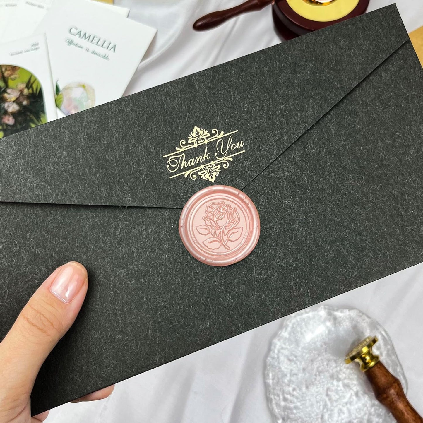 100Pcs Wax Seal Stickers Handmade Envelope Seals Self Adhesive Wax Stickers for Wedding Party Invitations, Envelope, Gift Wrap, Christmas(Rose Style, Pink)