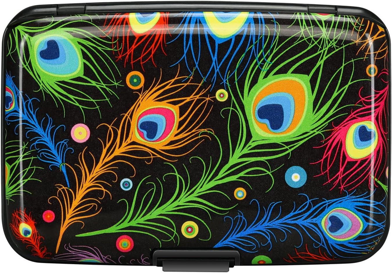 ELFISH Mini RFID Aluminum Wallet Credit Cards Holder Business Card Case Metal ID Case for Men Women (Feather)