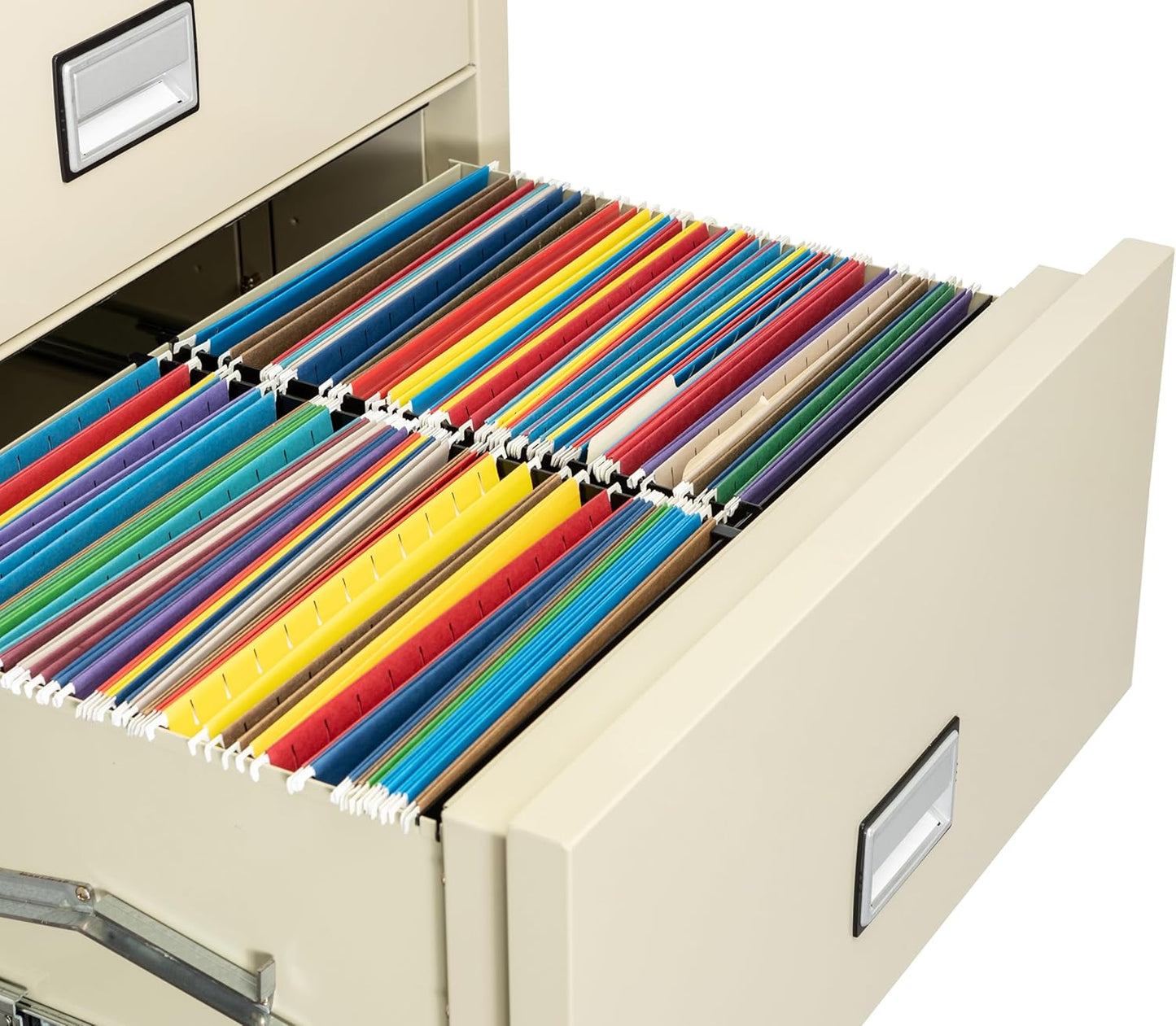 31 inch Wide 4-Drawer Lateral Fireproof File Cabinet – Legal and Letter Size Filing – Key Lock – Water Resistant – Fire Safe and Impact Rated – Putty Finish – Model LAT4W31P