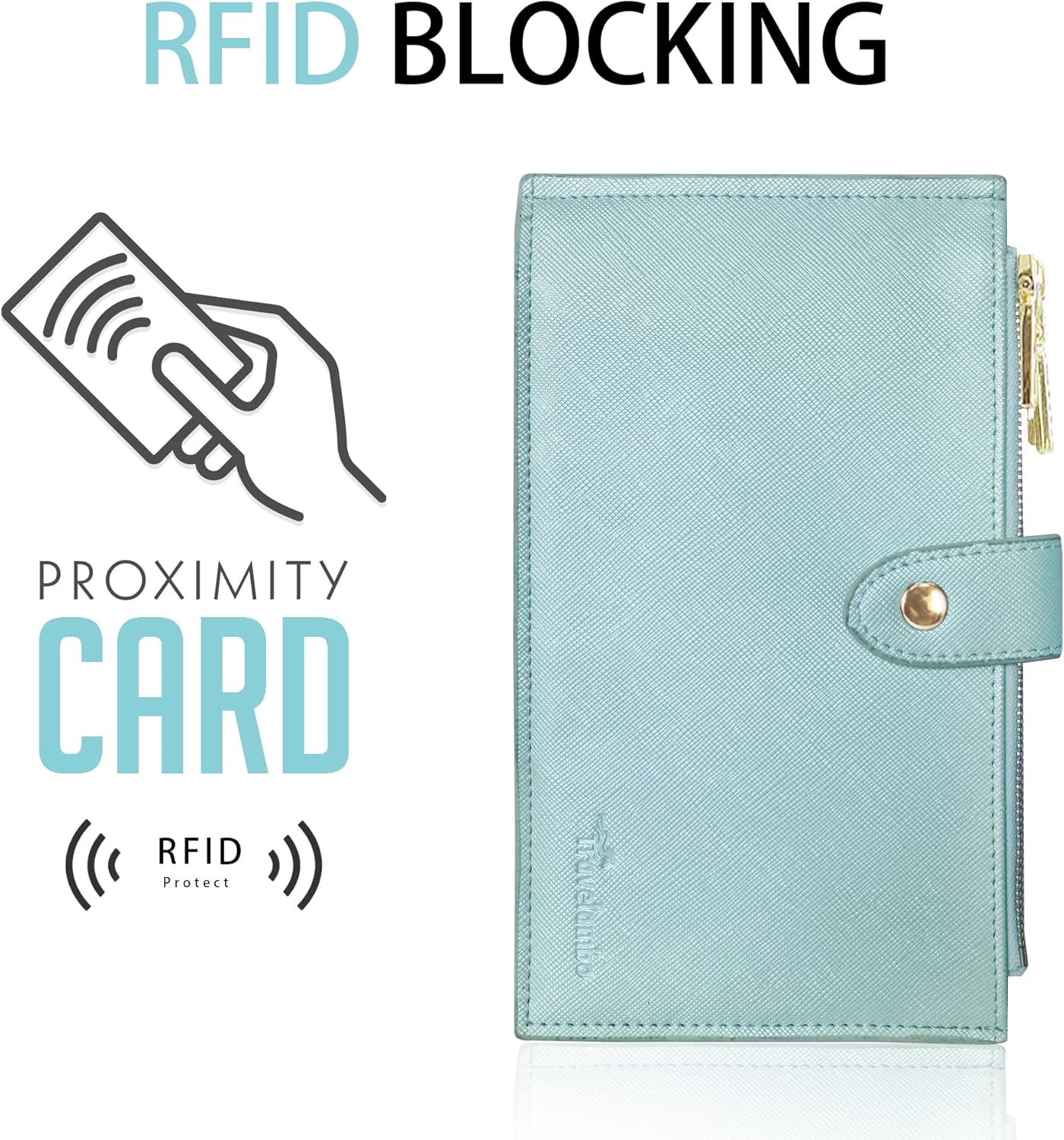 Travelambo RFID Wallet Women Large Size Bifold Multi Card Wallet Case with Zipper Pocke Credit Card Holder for Women
