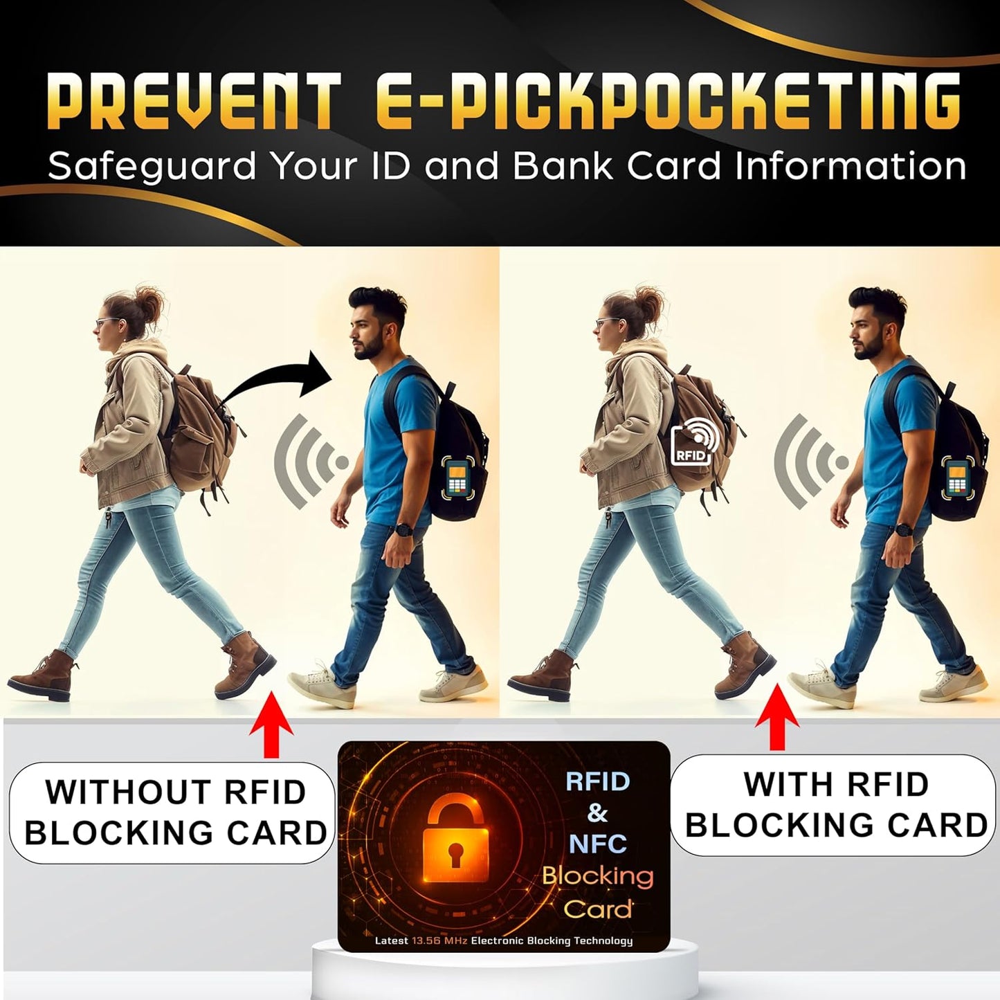 SaiTech IT 5 PK RFID Blocking Cards Protect Your Entire Wallet, Purse, and Cards from NFC Contactless Theft Wallet for Men & Women - Orange Black (5 Pack SL)