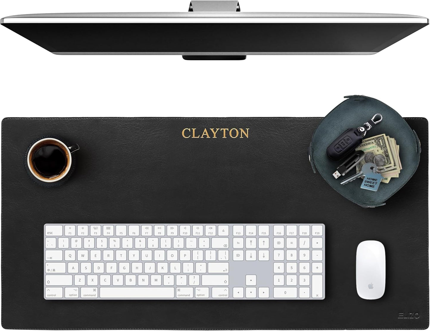 ELIZO Personalized Custom Desk Pad Set Real Leather Desk Mat Mouse Pad Unique Gifts for Him Her Leather Gifts for Men Women Engraved Embossed Monogrammed Corporate Gifts