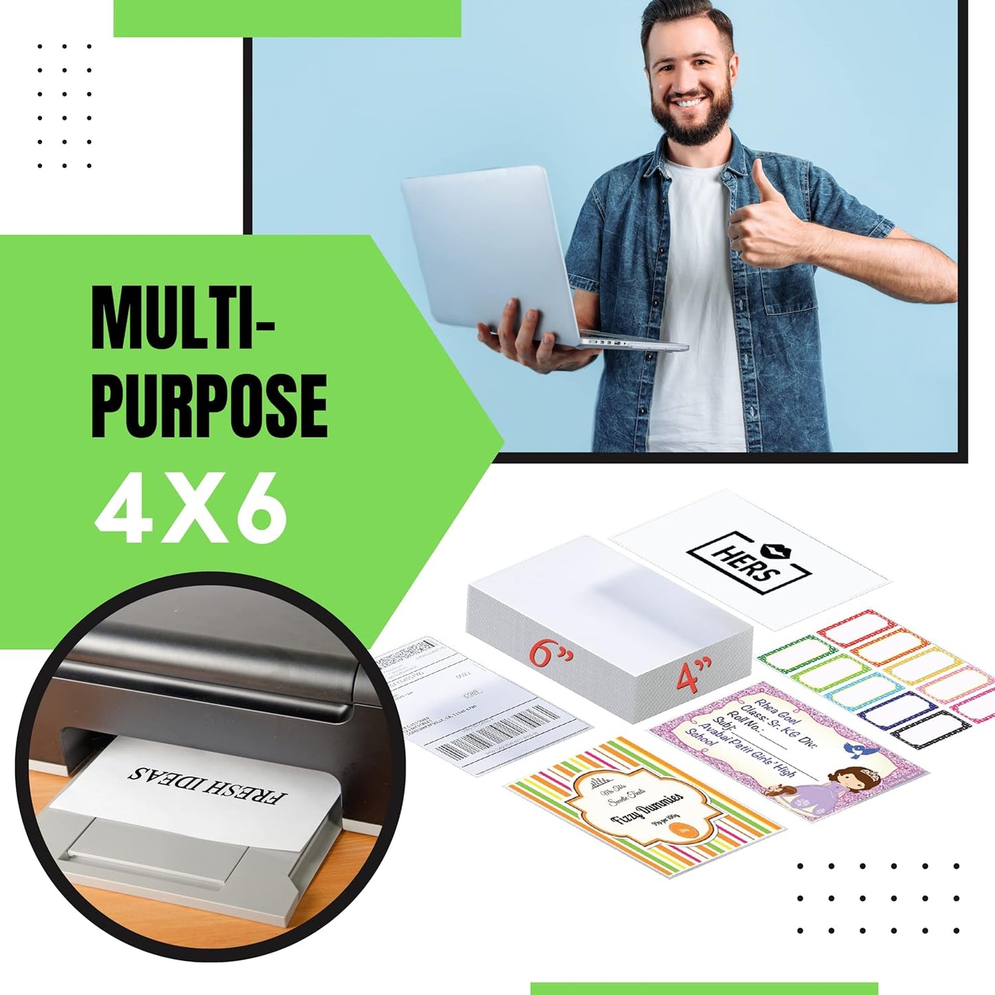 JETZAP Pre-Cut 4x6 Shipping Labels | Work on Most Inkjet and Laser Printers | Just Load & Print | USPS UPS FedEx for Home Printers | 2000 Pack