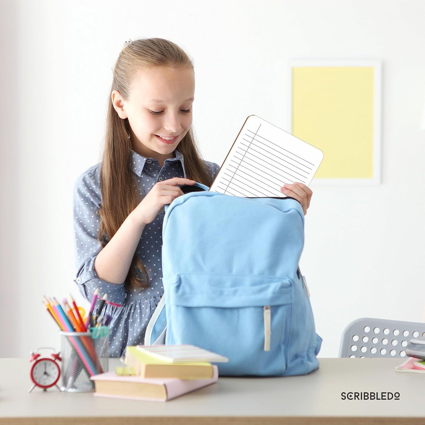 SCRIBBLEDO Dry Erase 5"x7" Mini Notebook College Ruled Lined Board 2 Pack Reusable Erasable Writing Note Pad Lapboard Blank Whiteboard on Reverse for Desk