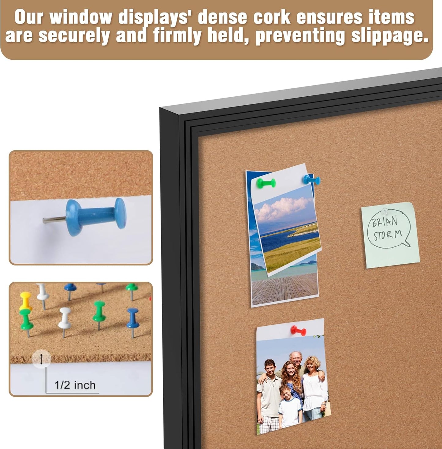 48"x34" Enclosed Bulletin Board, Outdoor Lockable Weather-Resistant Aluminum Cork Noticeboard for School & Office, Black Frame w/Cork