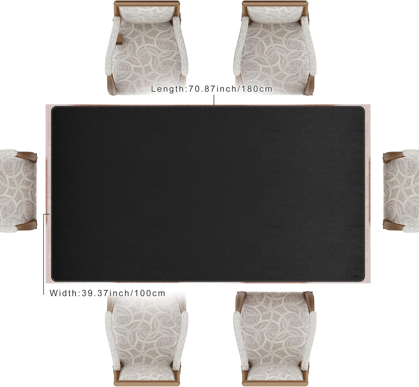 Vyaaa 70.8"x39.3" PU Leather Large Desk Mat (Black) - XXL Extended Mouse pad, Office Desk Protector, Non-Slip Computer Desk pad for Office, Gaming, Home