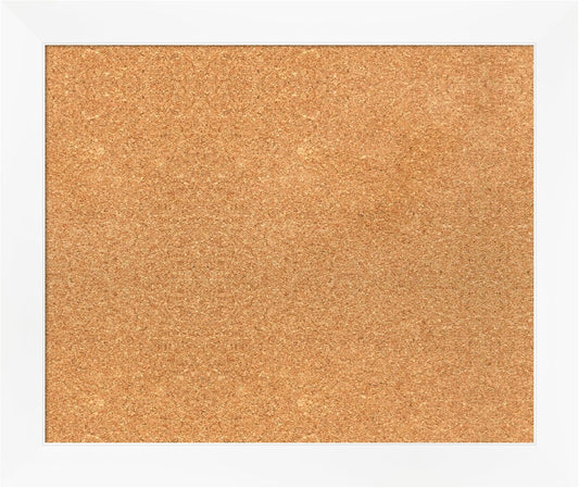 Amanti Art Natural Cork Board for Wall, 21x25 Vision Board with White Frame, Medium Corkboard Office Decor for Home Organization, Modern Corkboard Pinboard to Display Items for Home Organization in