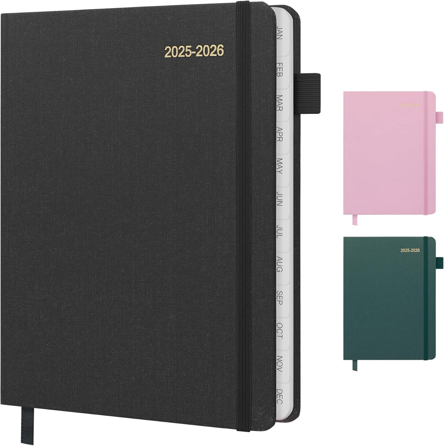 Planner 2025-2026, Academic Linen 2025-2026 Monthly Planner July 2025 to June 2026, Weekly & Daily Organizer with Tabs, Note Pages, Hardcover 5.65" x 8.15"- Ideal for School, Work & Productivity-Black