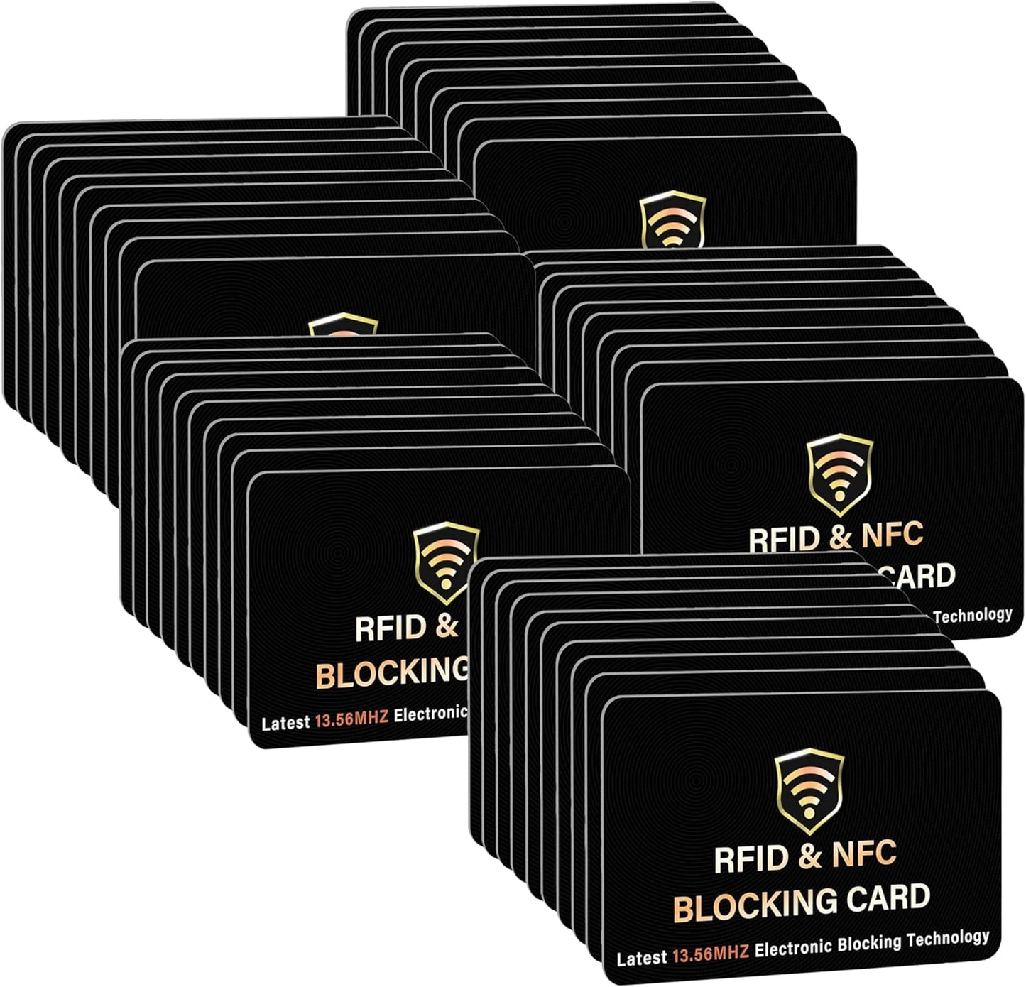 SaiTech IT 50 Pack RFID Blocking Card, One Card Protects Entire Wallet Purse, NFC Contactless Bank Debit Credit Card Protector ID ATM Guard Card Blocker–(Black)