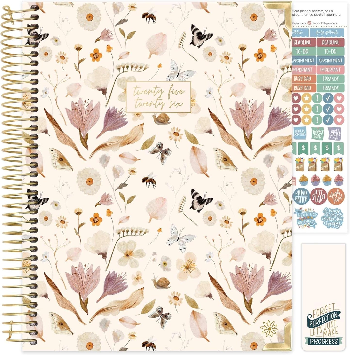 bloom daily planners HARDCOVER 2025-2026 (8.5" x 11") Academic Year Day Planner (July 2025 - July 2026) - Task Goal Organizer - Monthly & Weekly Inspirational Agenda Book - Butterfly Garden