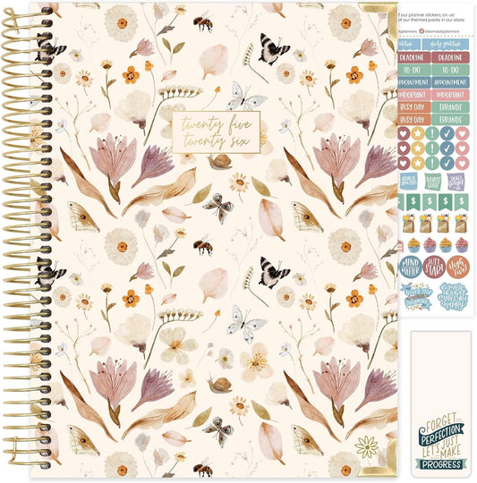bloom daily planners HARDCOVER 2025-2026 (8.5" x 11") Academic Year Day Planner (July 2025 - July 2026) - Task Goal Organizer - Monthly & Weekly Inspirational Agenda Book - Butterfly Garden