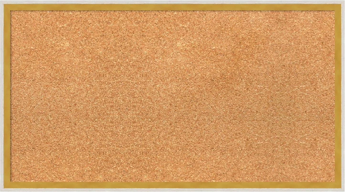 Amanti Art Natural Cork Board for Wall, 15x27 Vision Board with White Frame, Medium Corkboard Office Decor for Home Organization, Modern Corkboard Pinboard to Display Items for Home Organization in
