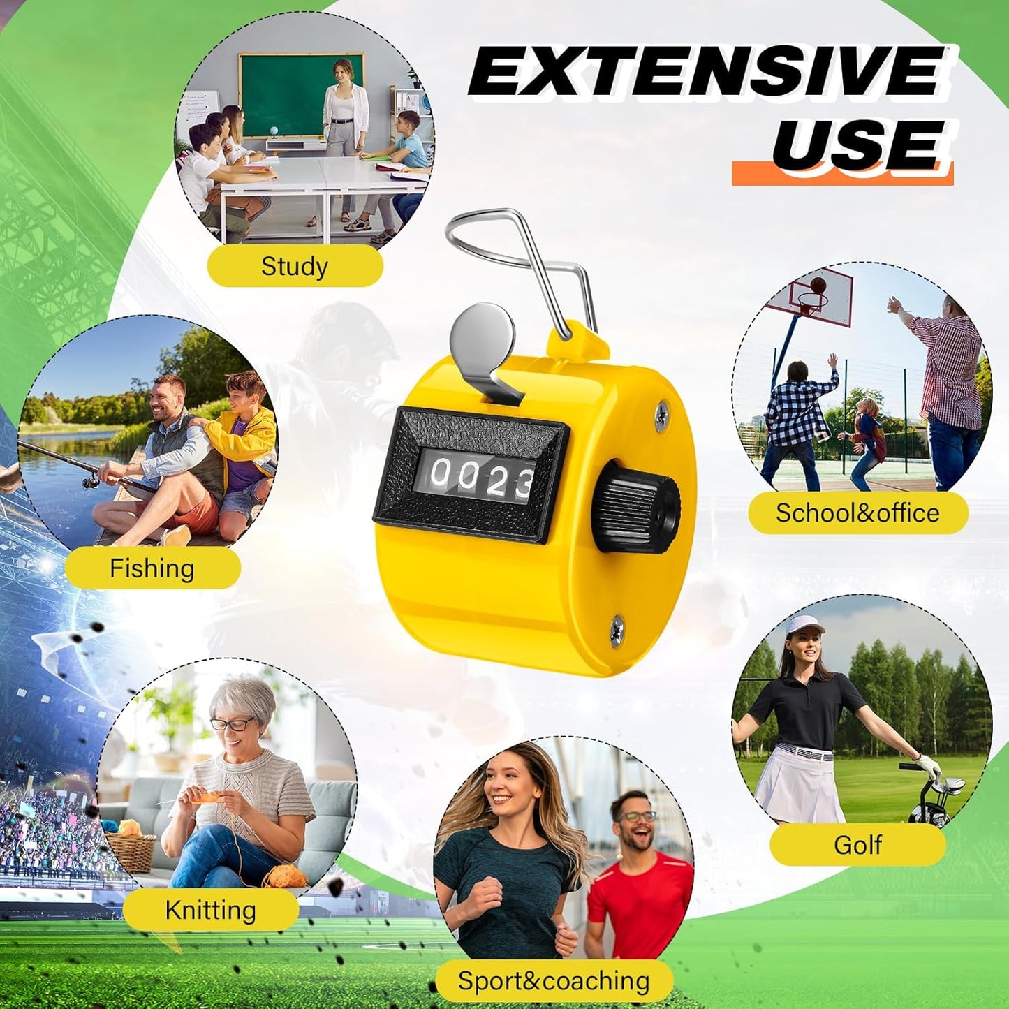 12 Pcs Handheld Tally Counter, 4 Digit Number Clicker Counter, Metal Hand Mechanical Register for Coaching, Knitting, People, Golf and Row