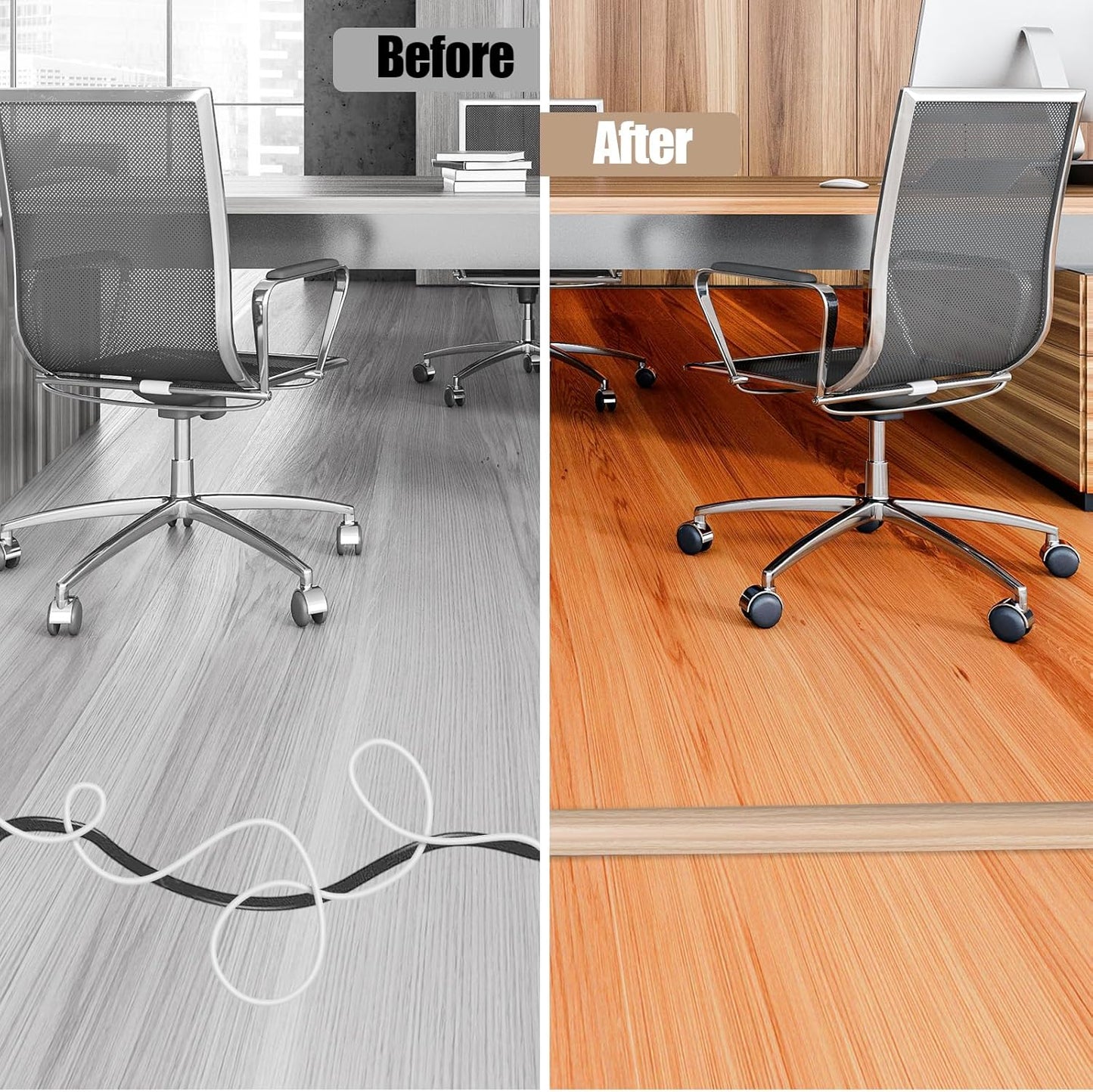 Floor Cord Cover Self Adhesive Cord Hider,10FT Cable Management, Extension Strip Protector for Wires, Prevent Cable Trips for Offices, Gyms, Exhibitions Cavity:0.51"(W) x 0.3"(H) WoodLightyellow