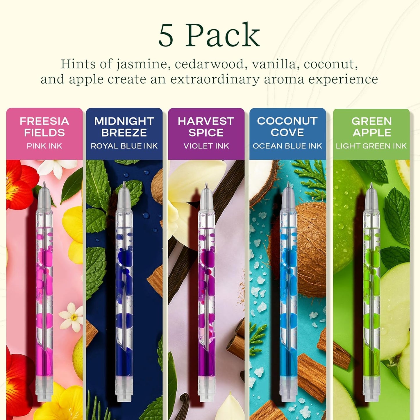 Lifelines Scented Lava Gel Pen Set, 5-Pack (Brights) - 0.5mm Colored Gel Pens Infused with Scented Essential Oil Blends & Mesmerizing Lava - School Supplies for College Kids & Adults
