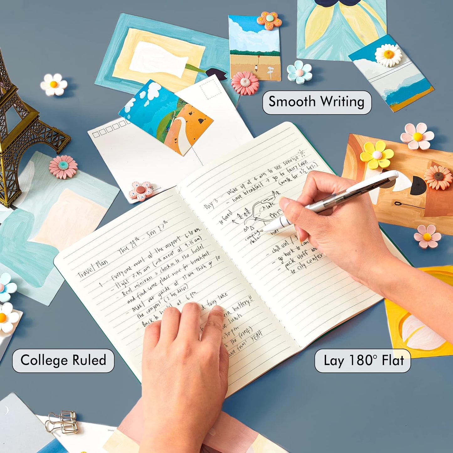 16 Pack Soft Cover Journal Bulk, Feela Lined Notebooks College Ruled for Work for Women Girl Writing, Blank Travel Journal Note Taking Notebook School Business Supplies, 8.2” x 5.5”, A5, Dark Green