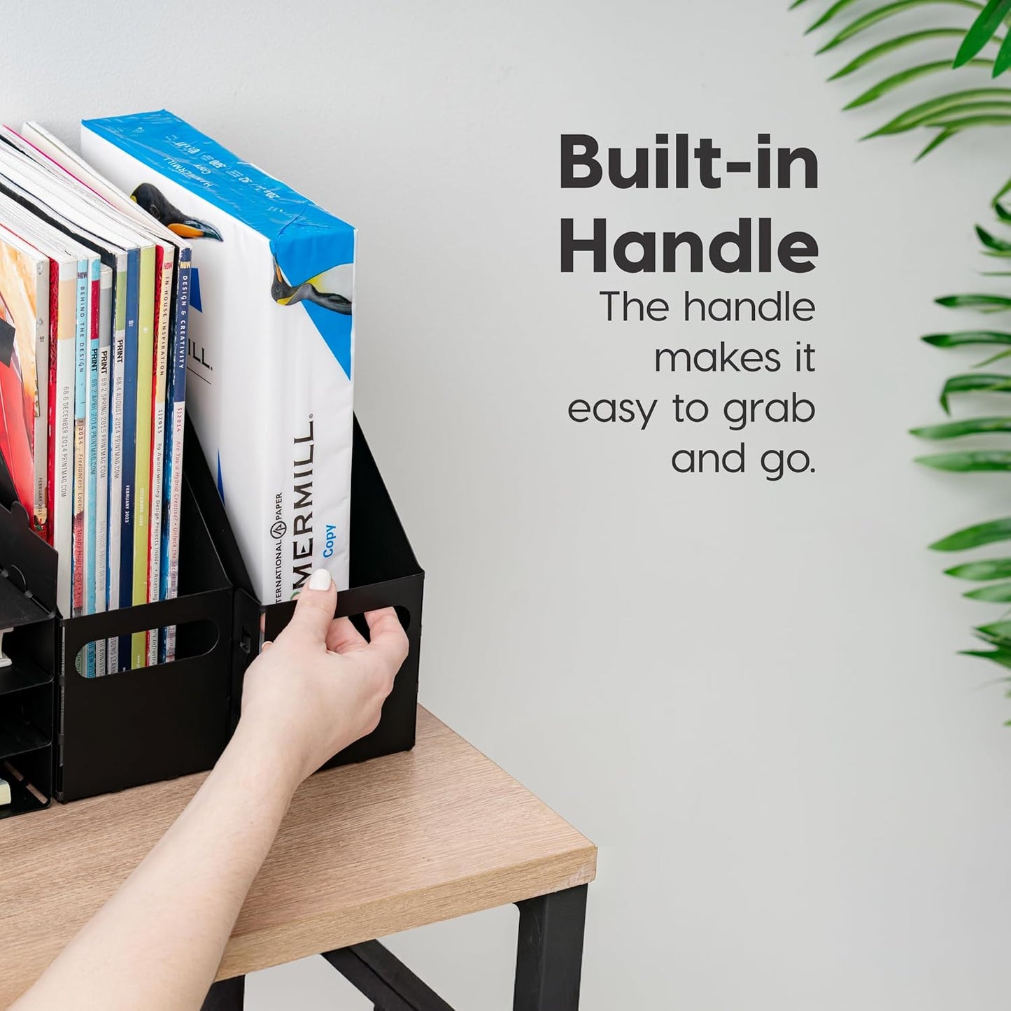 IRIS USA Metal Magazine File Holders, 6 Pack, for Letter/Legal File, Durable Vertical Desktop File Paper Organizer, File Storage Box Stand Rack for Document Notebook Binder Home Work Office, Black