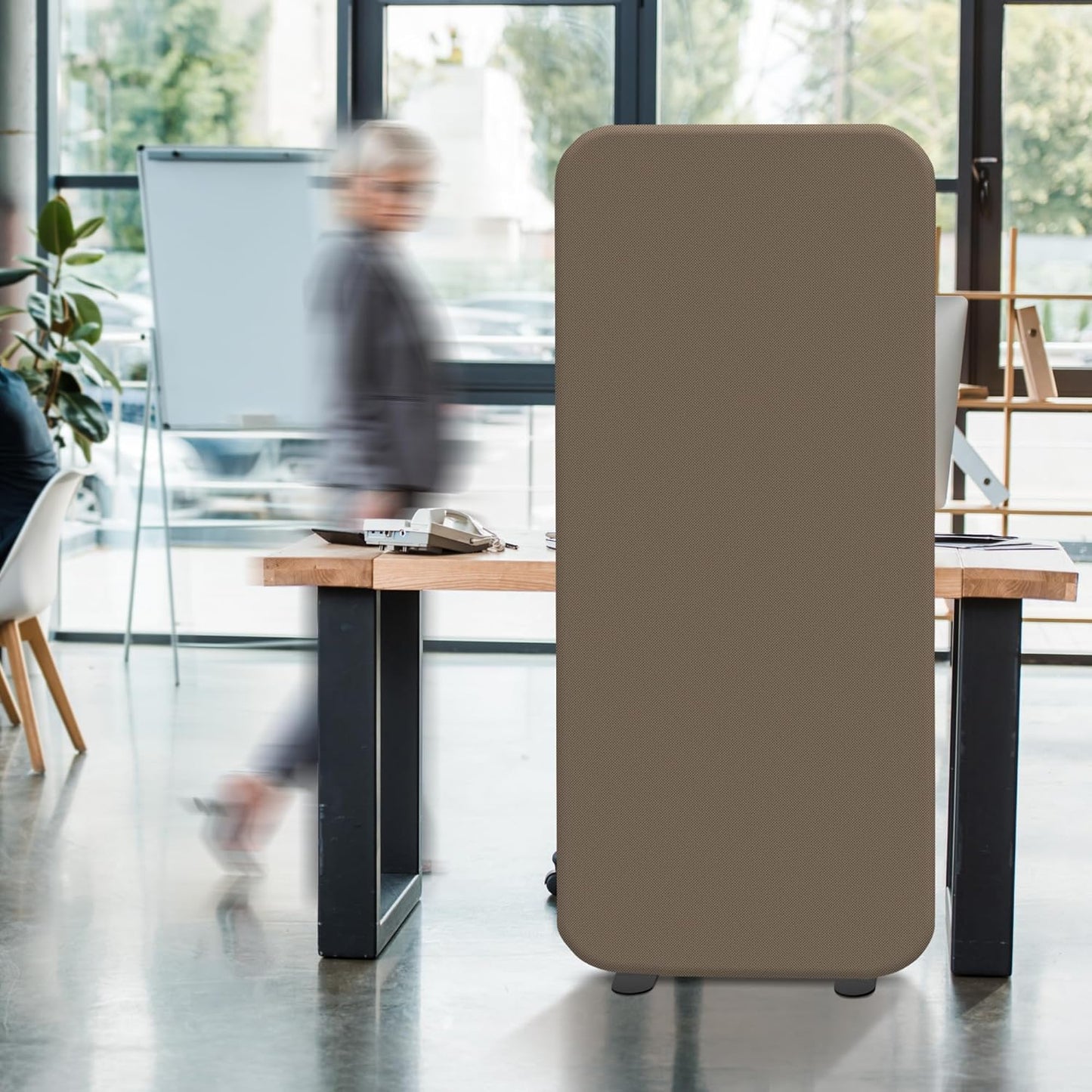 DECOLAB Standing Room Partition, Space Privacy Divider, Portable Wall Panel for Studio Apartment, Office, Home, Classroom, Scratch Resistance, 29"x65", Taupe