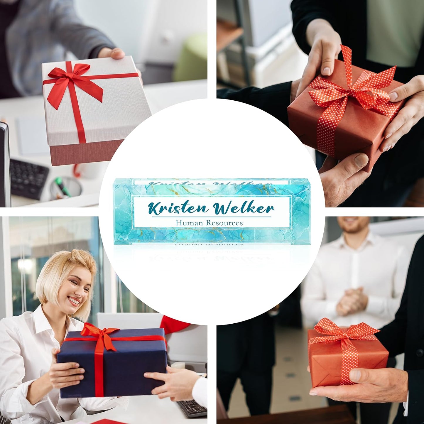 Office Desk Name Plate Personalized, Custom Name Plates for Desks, Name Plate Personalized for Office, Employee Appreciation Gifts (Marble of The Waves)